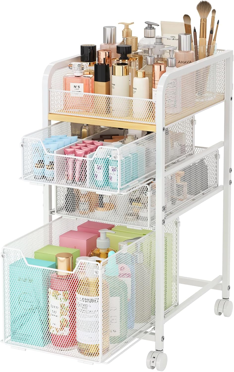 Skincare You - Rolling Makeup Cart Organizer with 3