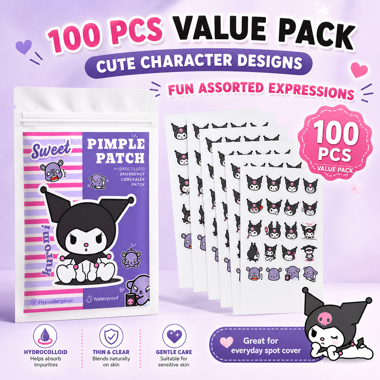 Skincare You - Hello Kitty Cute Pimple Patches, 100pcs