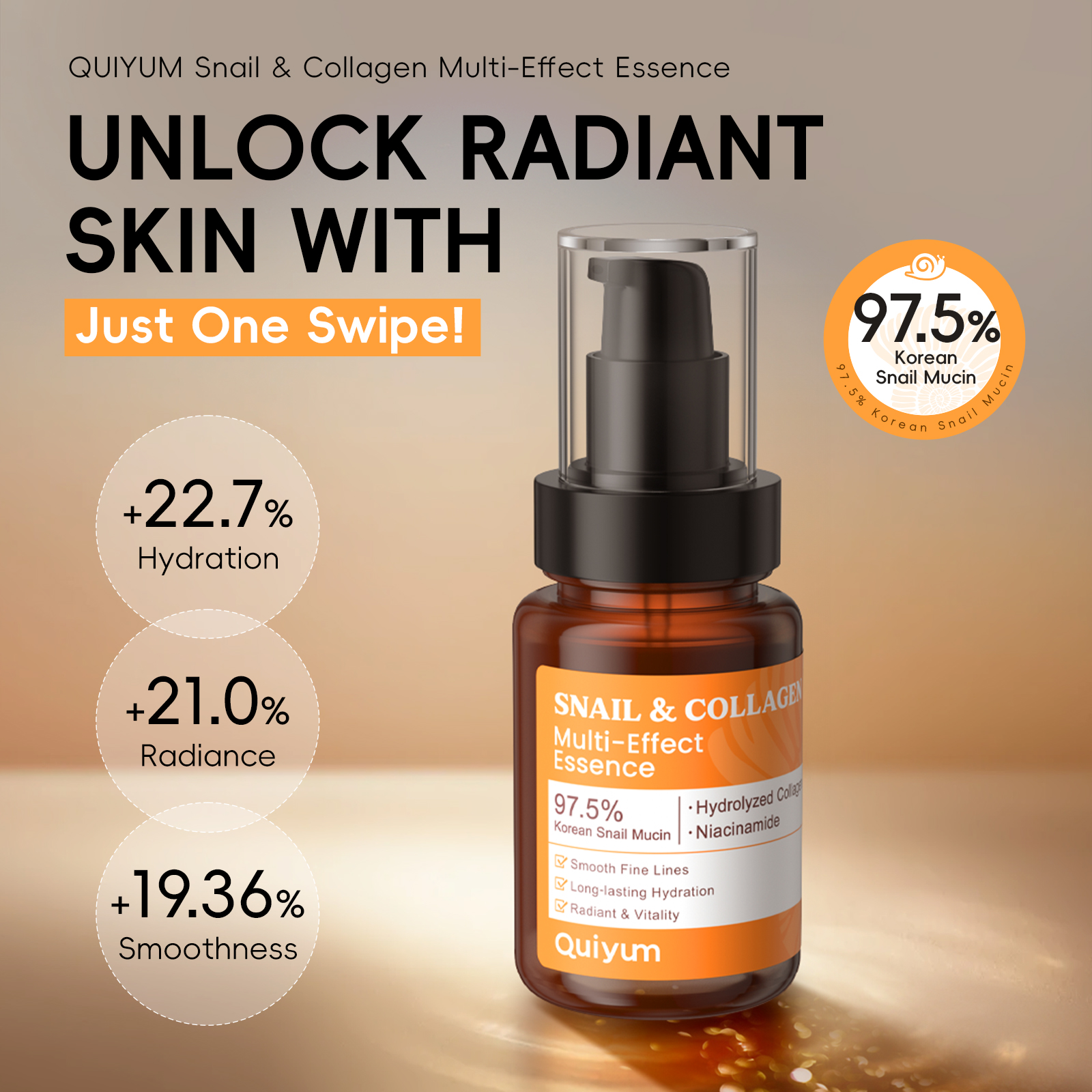 Snail Mucin Essence - Quiyum Snail Mucin & Collagen Multi‑Effect