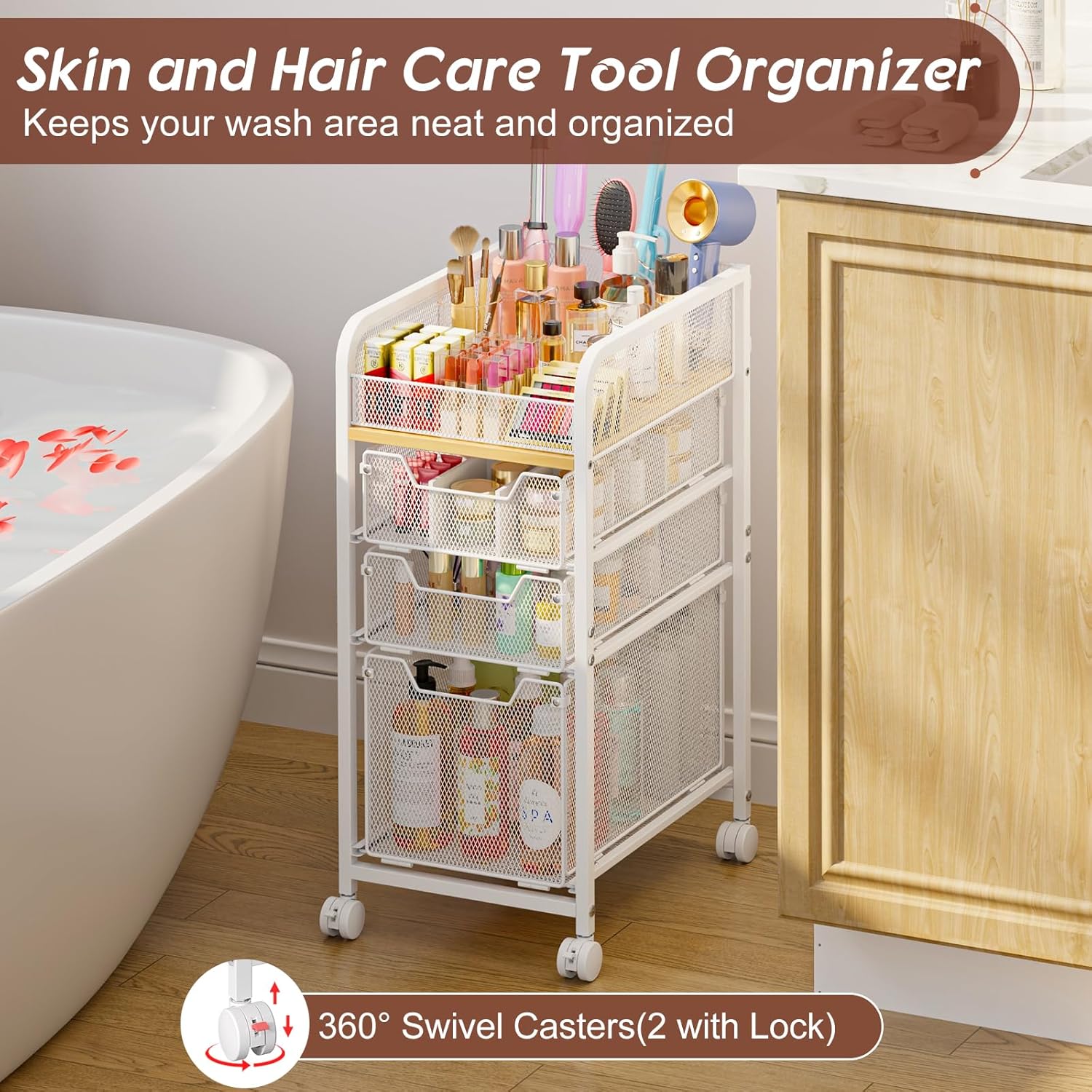 Rolling Makeup Cart Organizer  - огляд і ціна Skincare You