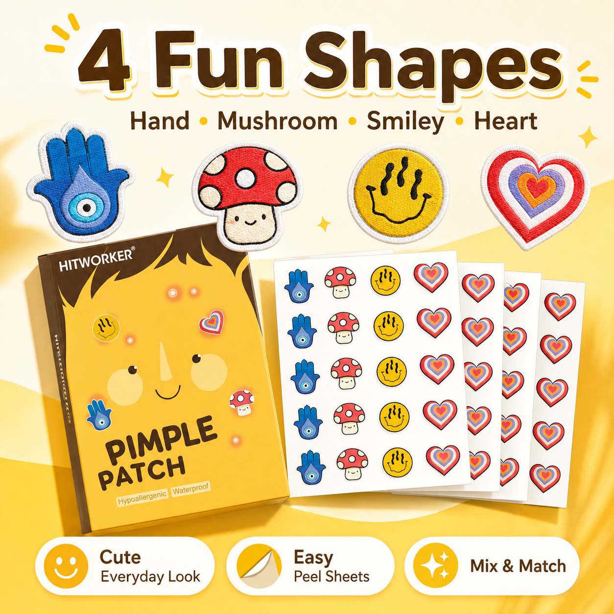 100Pcs Cute 4 Shapes Acne Pimp - огляд і ціна Skincare You