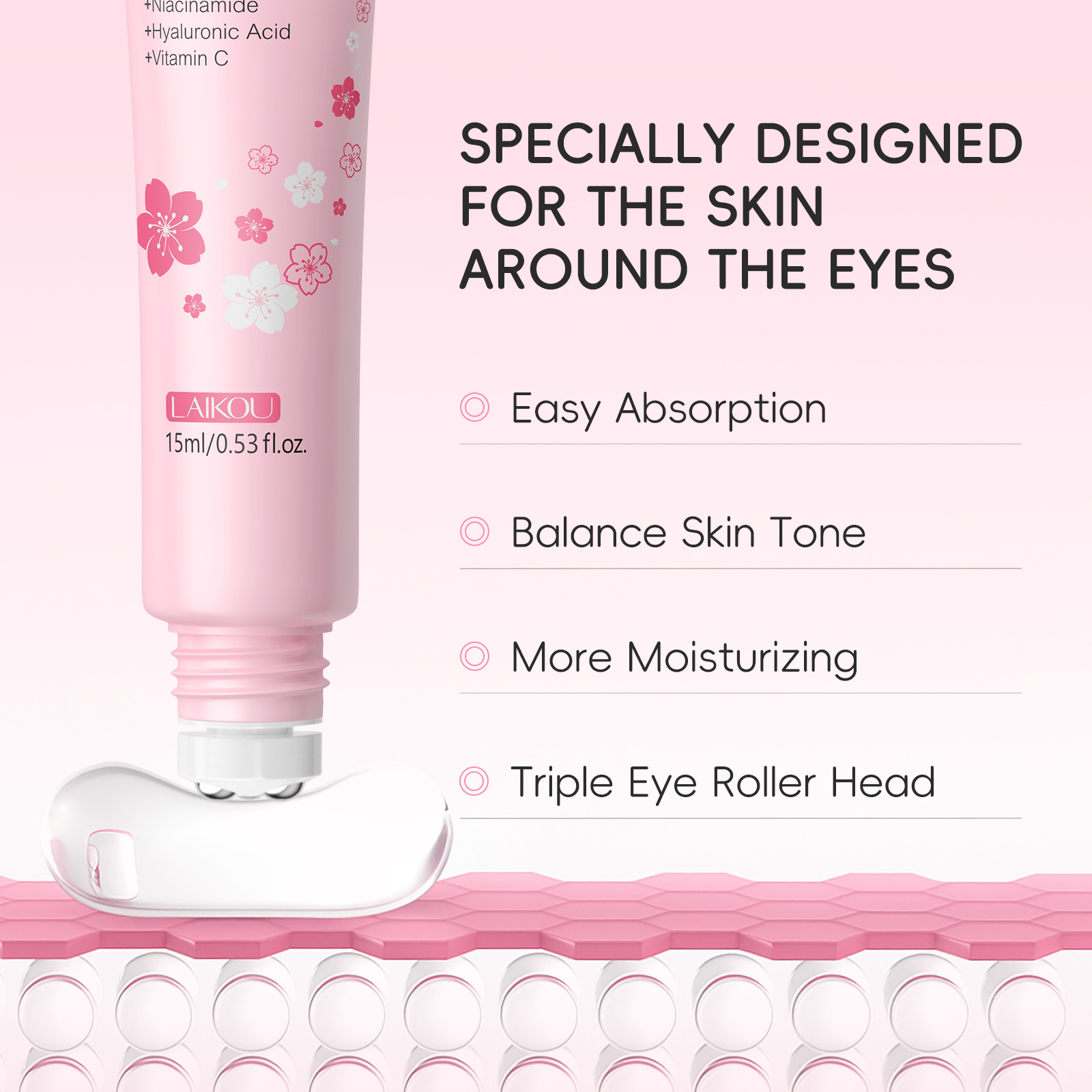 LAIKOU Japan Sakura Eye Serum  - огляд і ціна Caffeine Eye Serum